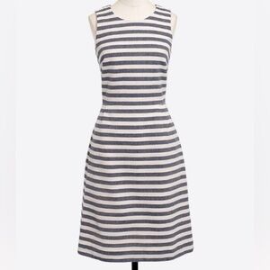 J. Crew striped pleated shift dress Blue and ecru size 12